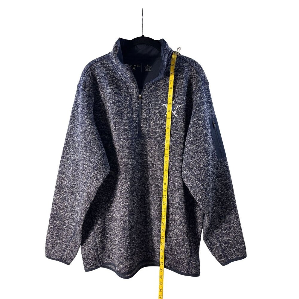 Dallas Cowboys Antigua XL Navy Heathered 1/4 Zip Pullover Sweatshirt With Zipper - Picture 5 of 7